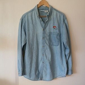 Vintage Y2K Pro Edge Broncos Denim Button Up Shirt